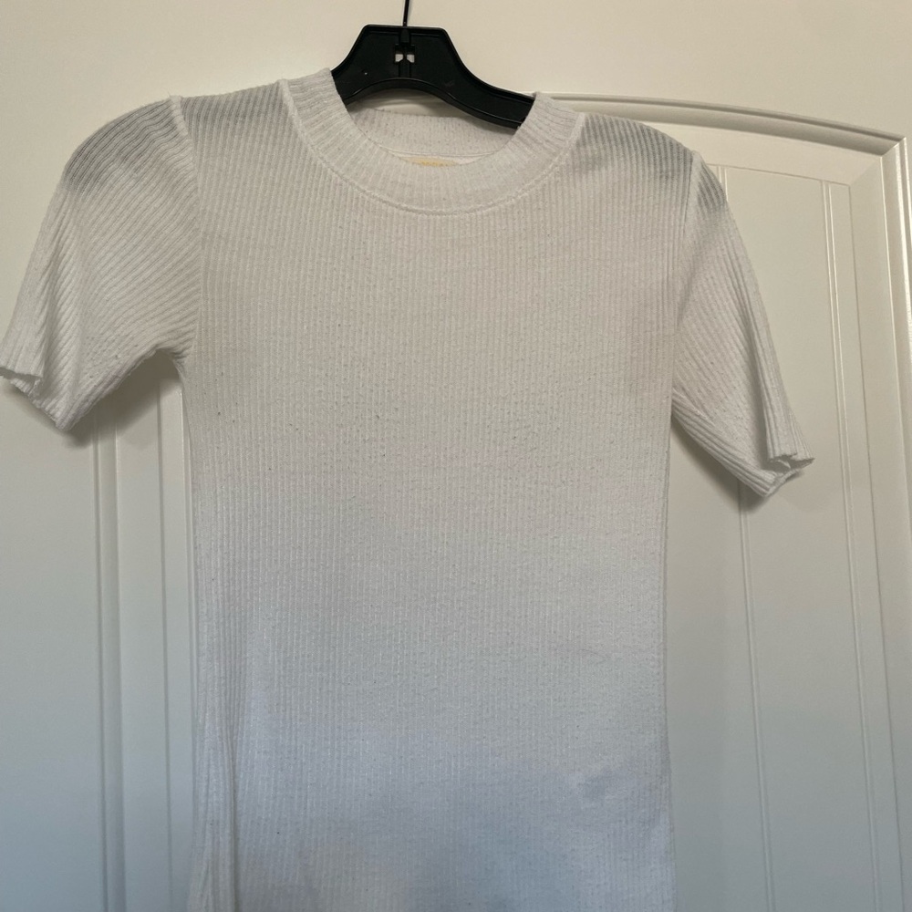 Nation LTD White Ribbed Short Sleeve Tee